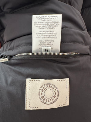 Hermès Black Reversible Puffer Jacket with Stirrup Zip Pull Detail Size M