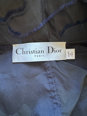 Christian Dior Navy & Black Camouflage Jacquard Long Sleeve Parka with Foldable Hood Size FR 34 (UK 6)