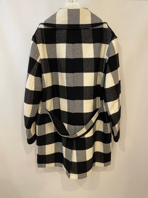 Christian Dior Black and White Checked Wool Coat with Buttons Size FR 38 (UK 10)