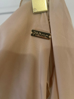Pheme Paris Nude Chiffon Midi Dress with Cut Out Detail Size XS (UK 6)