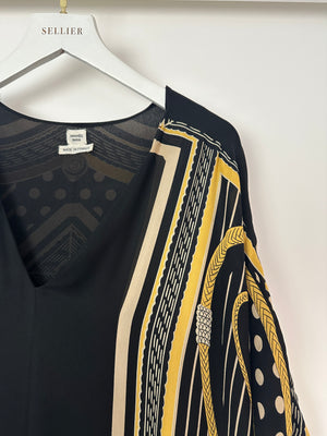 Hermès Black Poste Aux Lettres V-Neck Maxi Dress Size FR 38 (UK 10)