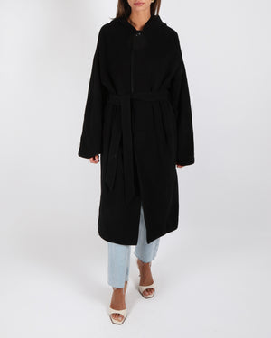 Celine Black Cashmere Hooded Coat with Belt Size FR 38 (UK 10)
