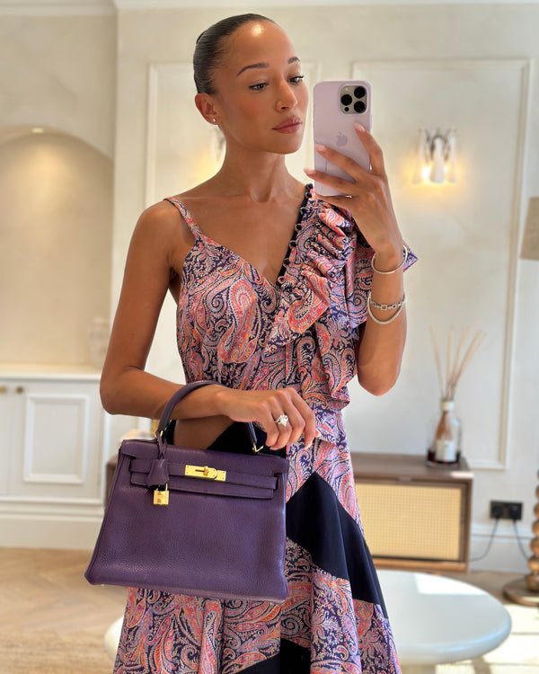 Hermès Kelly Retourne Bag 28cm in Ultraviolet Clemence Leather with Gold Hardware