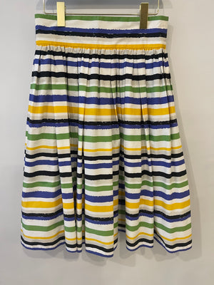 Dolce & Gabbana Multicolour Cotton Striped Midi Skirt Size IT 44 (UK 12)