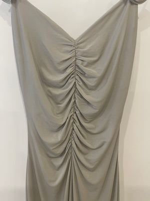Magda Butrym Grey Maxi Dress with Ruch Detail and Rose Apliquee Size FR 34 (UK 6) RRP £1,450