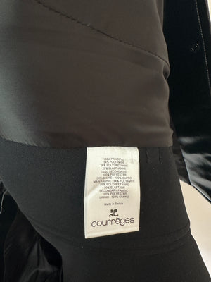 Courrèges Black Patent Logo Coat with Lapel Detail Size FR 38 (UK 10)