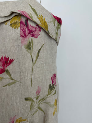 Erdem Beige, Pink & Yellow Floral Midi Dress with Bustier Top Size UK 6 (FR 34)