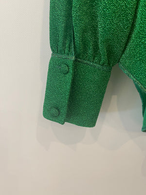 Oséree Green Lumière Lurex Long-Sleeve Shirt Size S-M (UK 8-10)