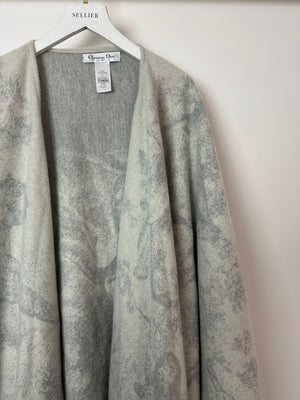 Christian Dior White &  Grey Toile de Jouy Cape One Size