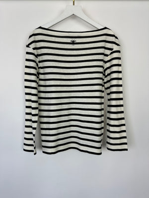 Christian Dior Navy & White Striped Long Sleeve Top Size XS (UK 6)