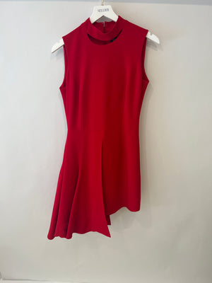 Versace Red Asymmetric Crepe Mini Dress Size IT 40 (UK 8)