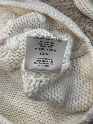 Loro Piana Cream Cashmere Knit Jumper with Knitted Flower and Crystal Details Size IT 42 (UK 10)