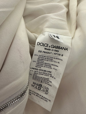 Dolce & Gabbana White and Pink Maiolica Sleeveless Mini Dress Size IT 38 (UK 6)