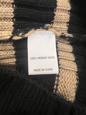 La Ligne Black and Beige Striped Wool Jumper Size M (UK 10) RRP £295