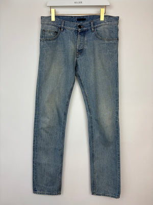 Prada Men's Blue Stone Wash Slim Jeans Size 32