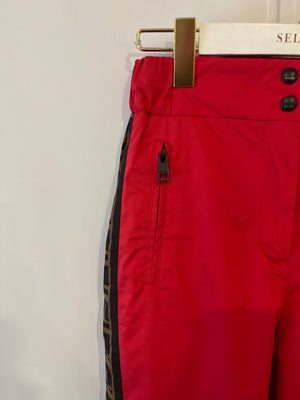 Fendi Red and Brown Reversible Jacket and Trousers Ski Set with Monogram Details Size IT 38 (UK 6)