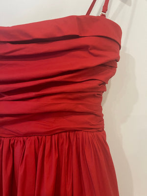 Reformation Red Maxi Dress with Pockets and Ruched Detail Size US 8 (UK 10)