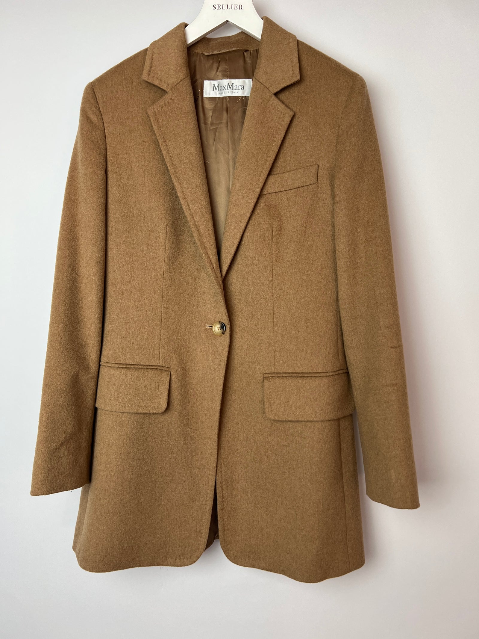 MAX Mara ウールジャケット サイズ38 ブラウン Max Mara Brown Camel Wool Blazer Size FR 38 (UK 8) – Sellier
