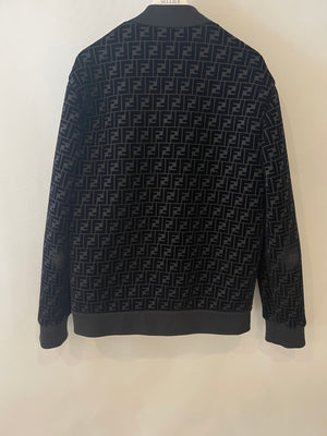 Fendi Menswear Black Suede-Effect FF Logo Jacket Size IT 54 (UK 44) RRP £2,250