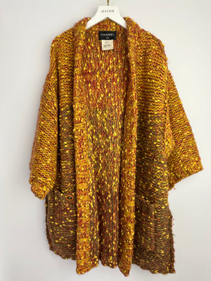 Chanel Multi-Colour Long Sleeve Wool Blend Knit Cardigan with Orange and Gold Lion Buttons Size FR 40 (UK 12)
