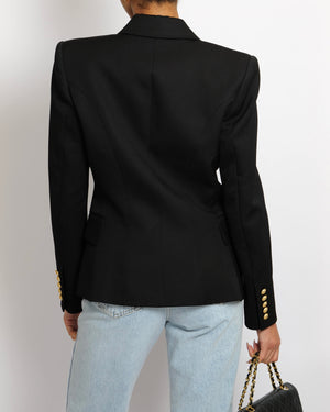 Balmain Black Wool Blazer Jacket with Gold Buttons Size FR 40 (UK 12)
