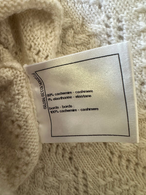 Chanel 22C Two-tone Distressed Cashmere Blend Argyle Pointelle CC Logo Pullover Sweater Size 38 (UK 10)