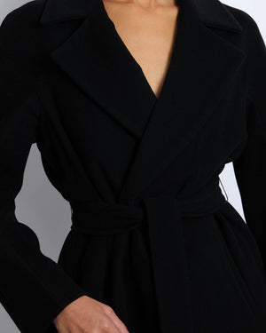 Max Mara Studio Black Wool Coat with Belt Detailing Size IT 44 (UK 12)