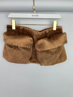 Miu Miu Brown Micro Skirt with Pockets and Logo Details Size IT 40 (UK 8) RRP £890