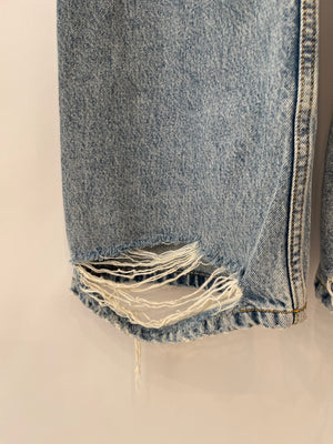 Balenciaga Blue Straight Leg Denim Jeans with Back Logo Detail Size 26 (UK 8)