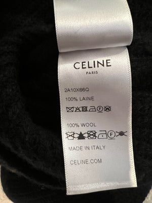 Celine Black Wool Knit Hooded Jumper with Multi-Colour Ombre Sequin Logo Size XS (UK 6) RRP £1,500