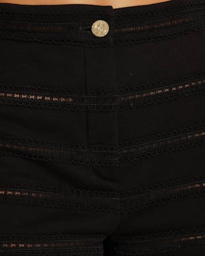 Chanel 24M Black Perforated CC Logo Shorts with Gold CC Button Detail Size FR 36 (UK 8)