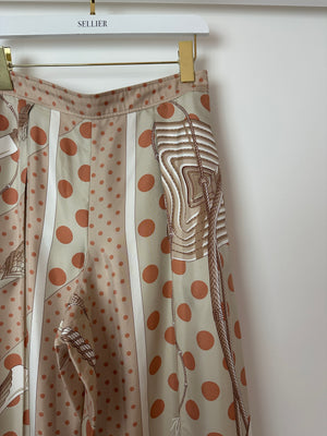 Hermès Beige, Cream Silk 'Clic Clac à Pois' Print Pyjama Top & Trouser Set Size FR 38 (UK 10)