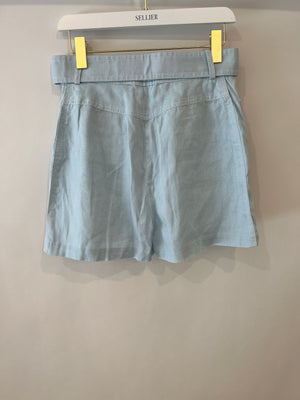 Zimmermann Baby Blue Linen Shorts with Belt FR 36 (UK 8)