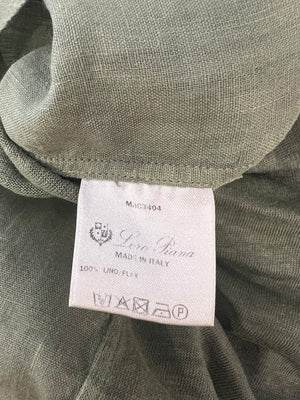 Loro Piana Sage Green Linen Button Down Shirt Size M (UK 10)