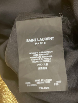 *RUNWAY* Saint Laurent Gold Embellished Long-Sleeve Mini Dress Size FR 38 (UK 10)