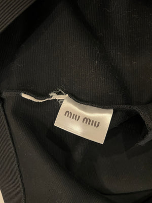 Miu Miu Black Short-Sleeved Mini Dress with White Trim and Bow Detail Size FR 38 (UK 10)