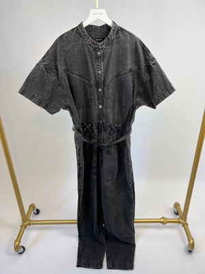 Isabel Marant Grey Washed Denim Long-Sleeve Jumpsuit Size FR 38 (UK 10)