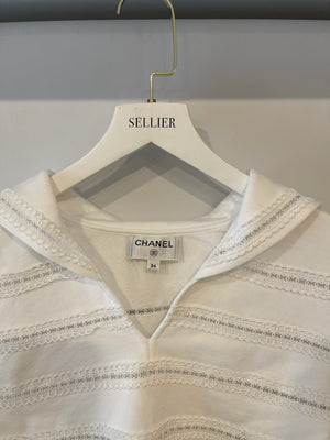 Chanel White Blouse with CC Logo Embroideries Size FR 34 (UK 6)