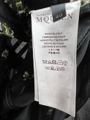 Alexander McQueen Black Corset Sleeveless Midi Dress with Flower Details Size IT 40 (UK 8)