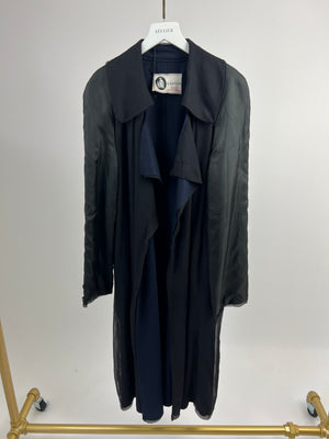 Lanvin Black & Navy Silk and Wool Jacket with Padded Sleeve Detail FR 34 (UK 6)