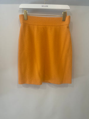 Chanel Orange Vintage Jacket and Skirt Set with Gold CC Buttons Size FR 42 (UK 14)