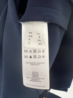 Victoria Beckham Navy Asymmetric Midi Dress Size UK 12