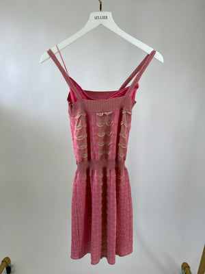 Chanel Pink, Gold Metallic Sleeveless Mini Dress with Frill Detail Size FR 34 (UK 6)
