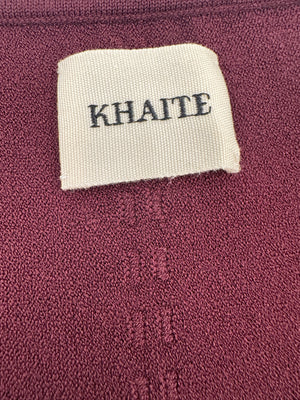 Khaite Burgundy Long Sleeve Mini Dress with Wide Neckline Size S (UK 8)