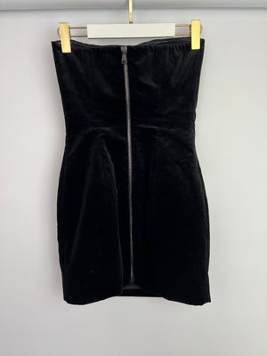 Balmain Black Velvet Mini Dress with Silver Sequin Embellishments Details Size FR 36 (UK 8) RRP £4,850