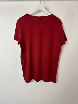 Chanel Red "Gabrielle Chanel" Logo T-Shirt Size FR 40 (UK 12)