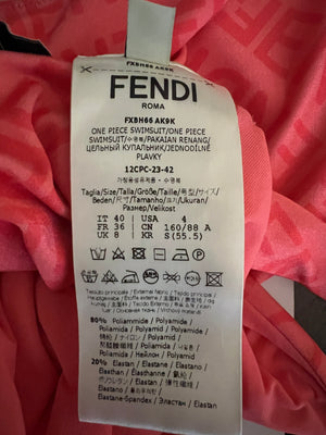 Fendi Pink One-Piece Swimsuit with Crossed Shoulder Straps and Matching Pouch Size IT 40 (UK 8)