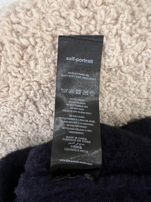 Self Portrait Navy Maxi Skirt with Pearl and Crystal Embellished Button Details Size M (UK 10)