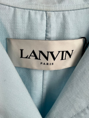 Lanvin Powder Blue Cotton Long-Line Coat with Button Detail Size FR 38 (UK 10)