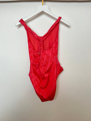 Fendi Pink One-Piece Swimsuit with Crossed Shoulder Straps and Matching Pouch Size IT 40 (UK 8)